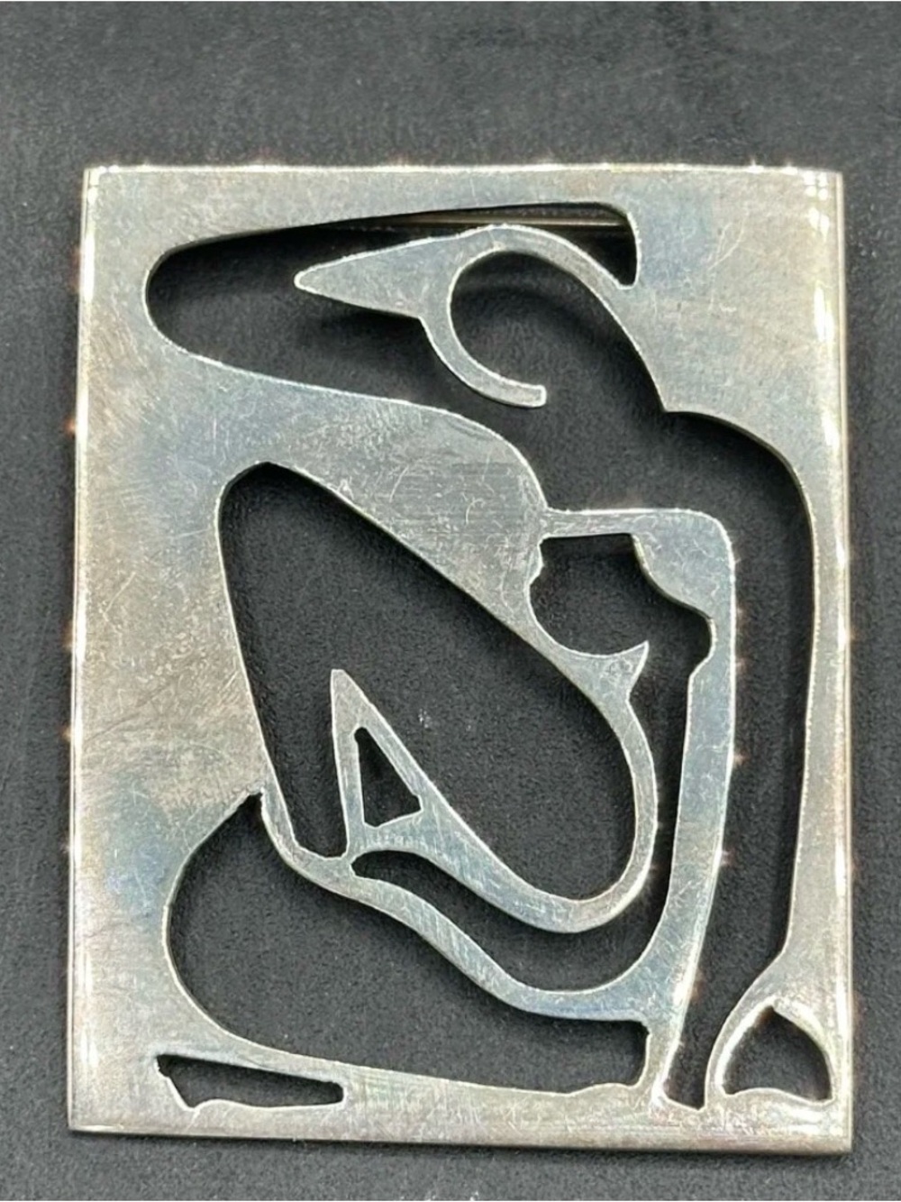 Vintage Mexican Sterling Silver Modernist Matisse-Style Brooch – 20.4g